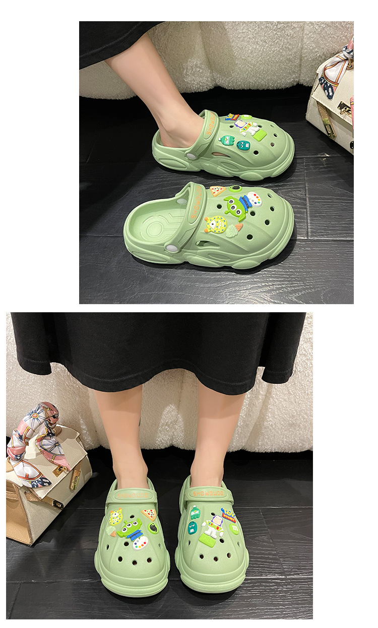 巴斯洞洞鞋女夏季外穿踩屎感卡通情侣2024新款增高厚底两穿拖鞋女详情13