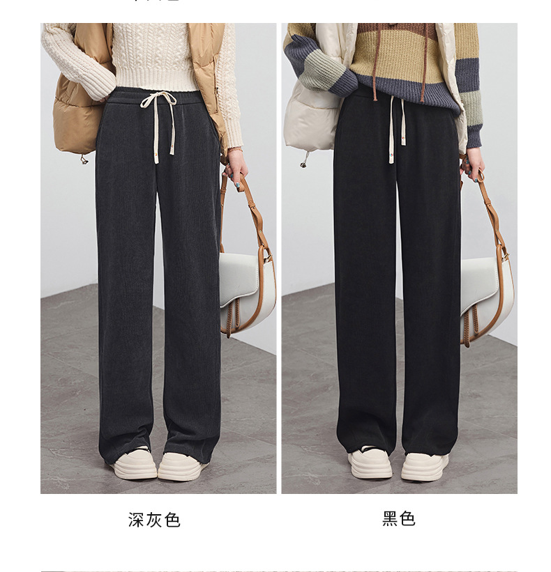 欧棉绒窄版阔腿裤女秋冬2025新款休闲高腰显宽松瘦垂感款式直筒裤详情13