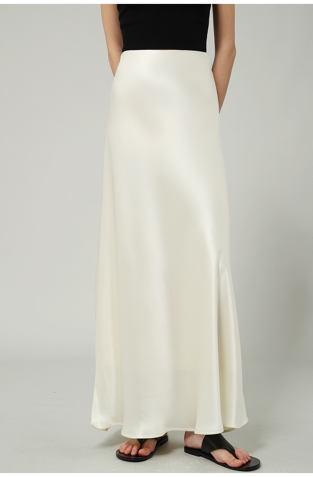 醋酸缎面丝光感柔软垂顺牛筋高腰长款半身裙女2025夏新款飘逸长裙详情11