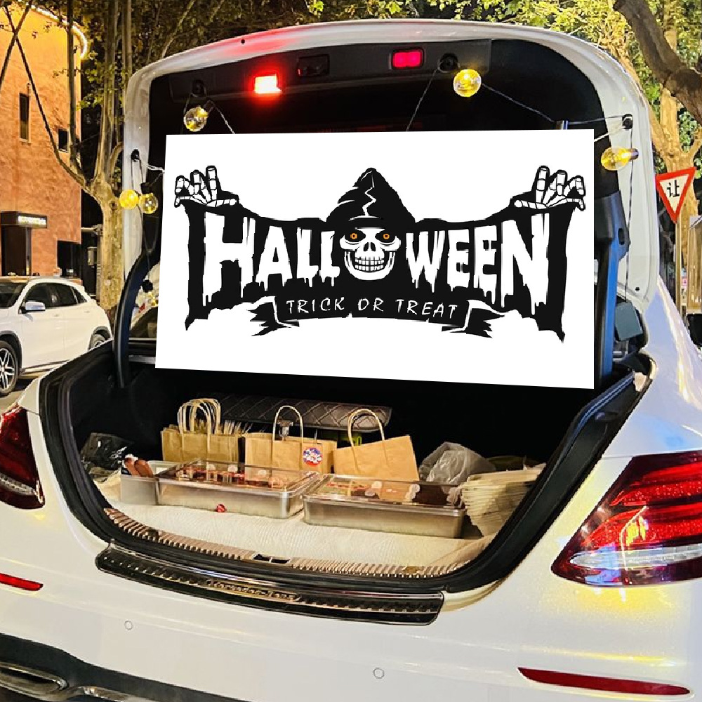 Cross-border Halloween background fabric 90*150 polyester, terrifying atmosphere, car trunk decoration banner, hanging flag pic 25
