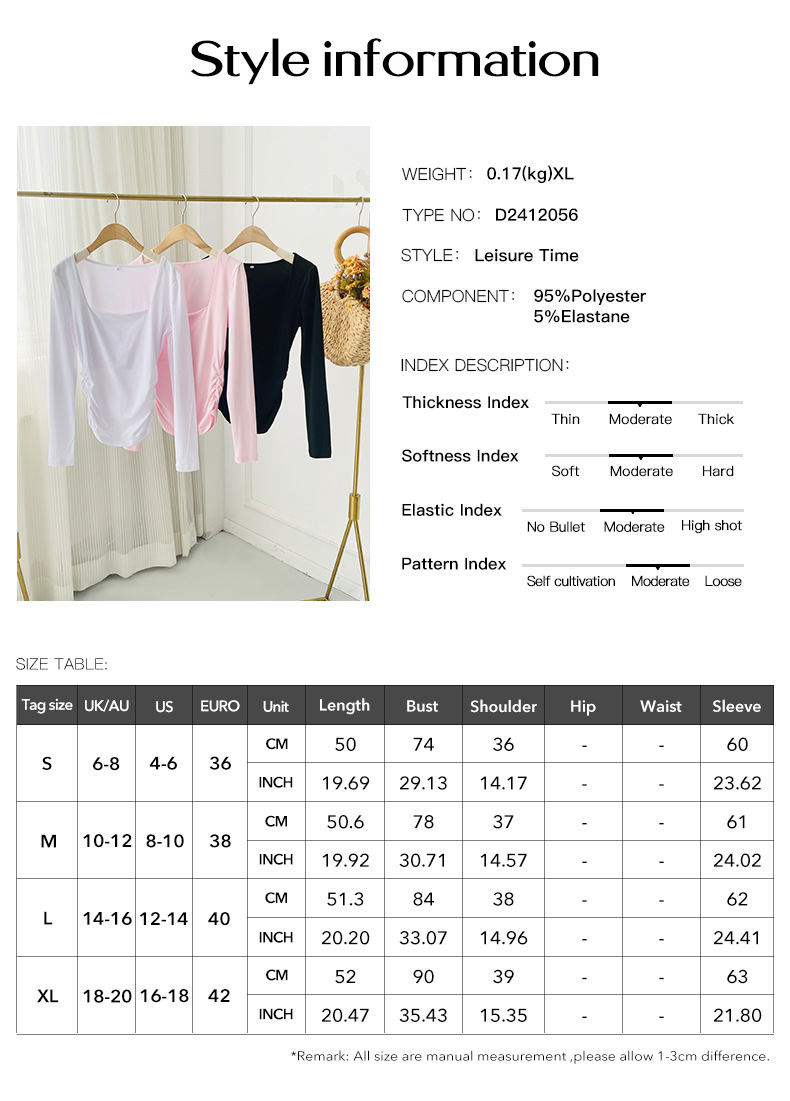 Diyun Cross-border European and American 2024 Spring/Summer Y2K new square-neck long-sleeved pullovers tight casual fashion top for women pic 3