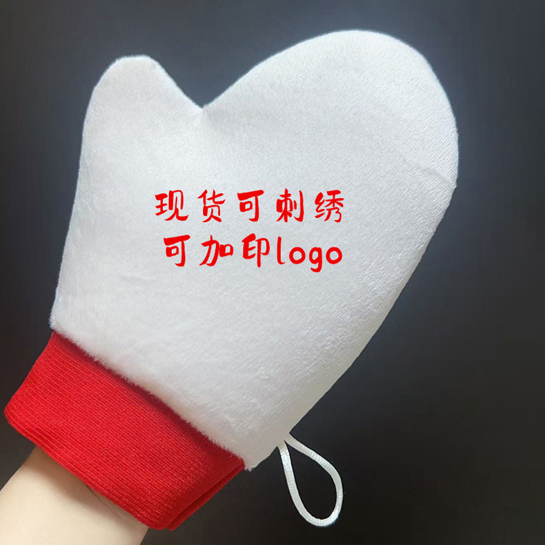 跨境美黑手套擦防晒霜植绒涂身体乳手套快速涂抹懒人按摩手套批发详情4