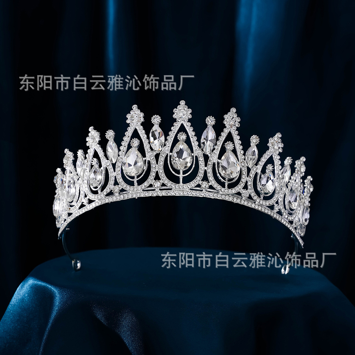 New diamond silver princess headwear, grand wedding dress, super glittering crystal, luxurious goddess bride wedding crown pic 15