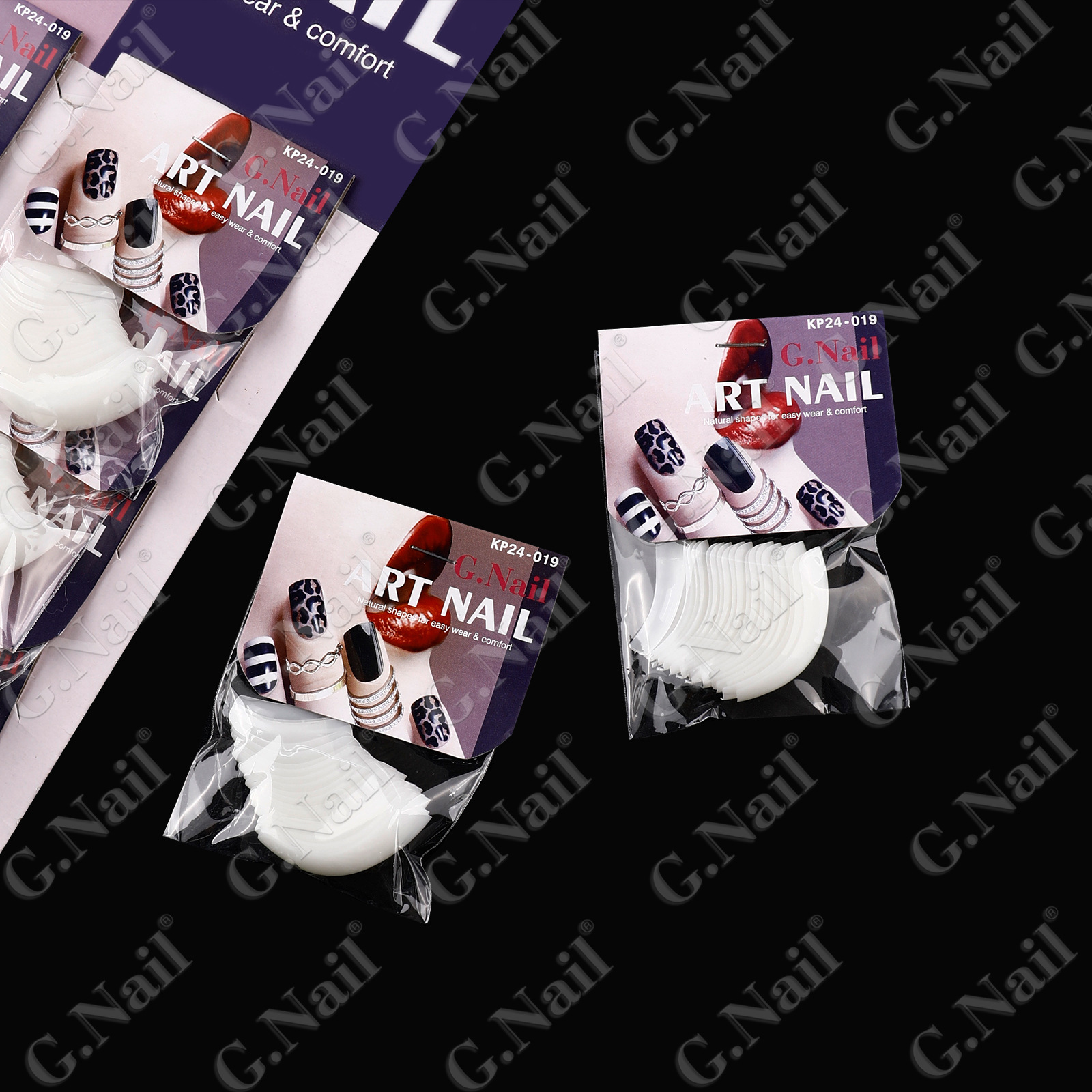 Gnail12片24包卡装美甲假指甲自然色美甲透明美甲欧美透明甲批发详情6