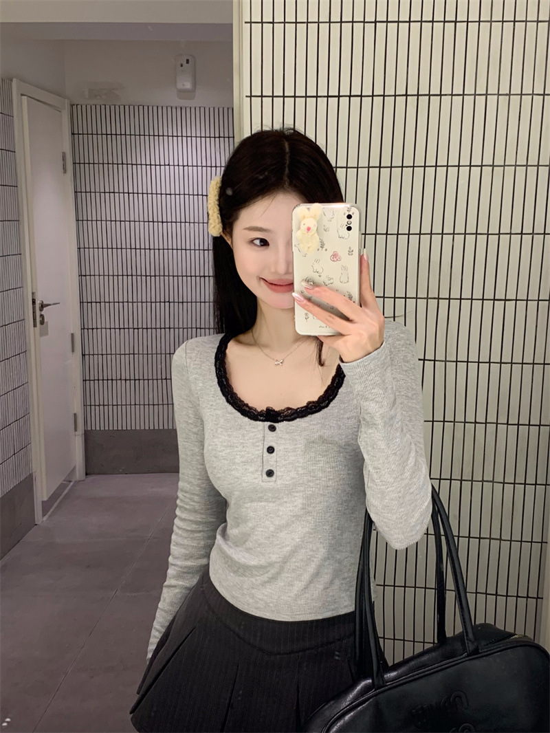 韩版磨毛加绒加厚方领锁骨打底衫女秋冬新款保暖修身内搭长袖上衣详情23