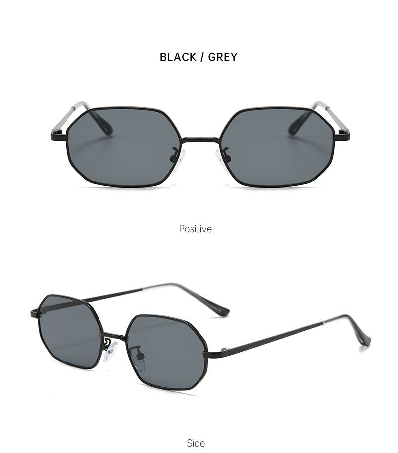 Polygonal metal small-framed sunglasses for both men and women, with a high-end retro look. They are suitable for street photography on the beach and offer UV protection pic 17