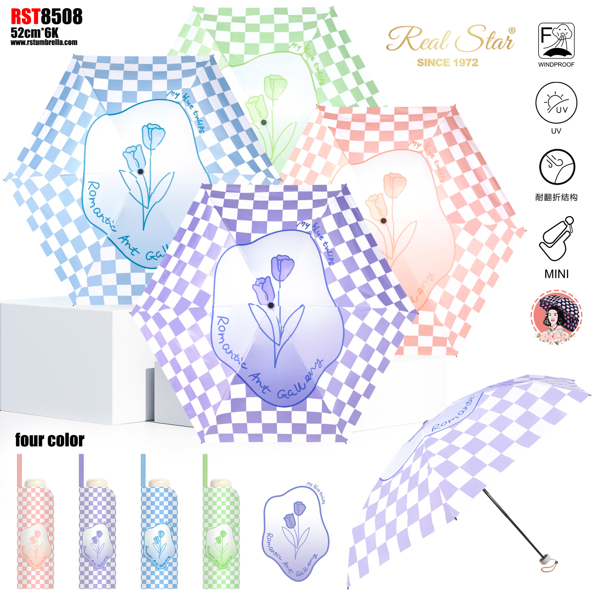 ins时尚小碎花黑胶遮光防晒防紫外线晴雨两用伞小清新便携口袋伞详情27