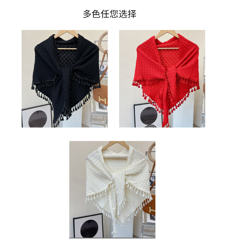 国潮旗袍披肩女外搭百搭中国风春秋新款针织外套搭配长袖三角开衫披肩详情6