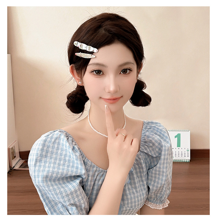 y2k color polka dot metal hair clip, female forehead fringe clip, sweet and cool Spice girl duckbill clip, hair clip headwear pic 8