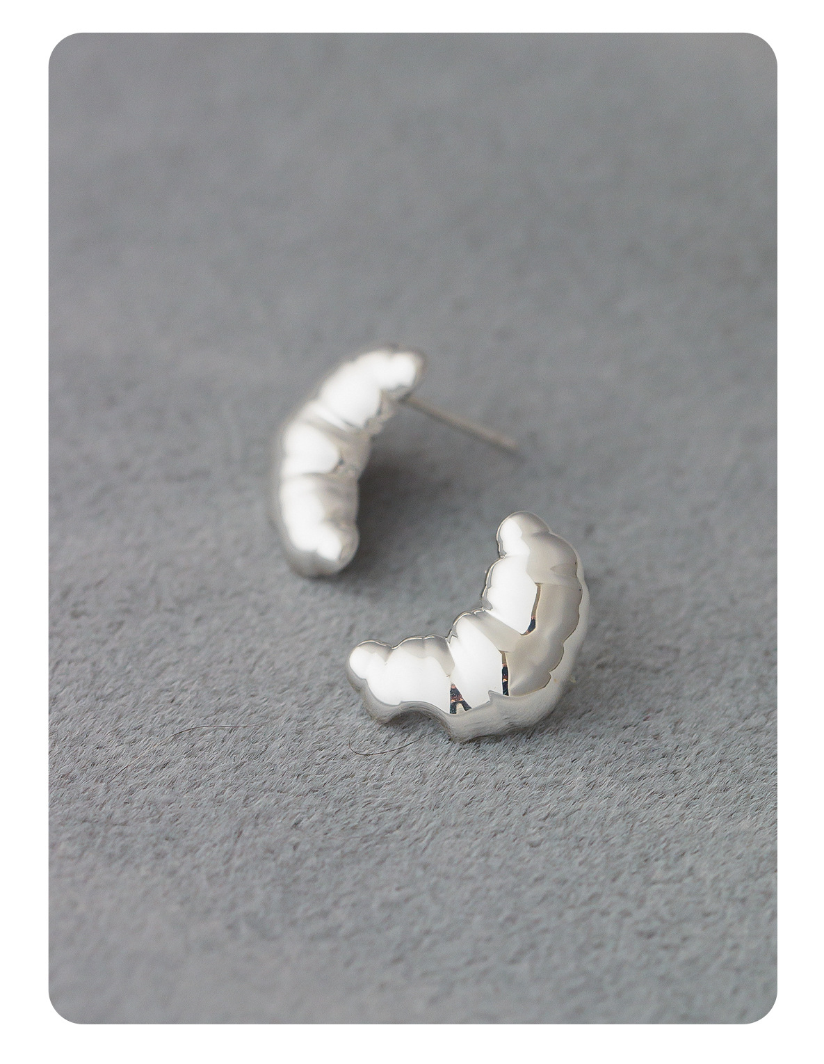 秋冬新款法式牛角包耳钉 简约气质独特个性冷淡风休闲小可颂耳钉详情7