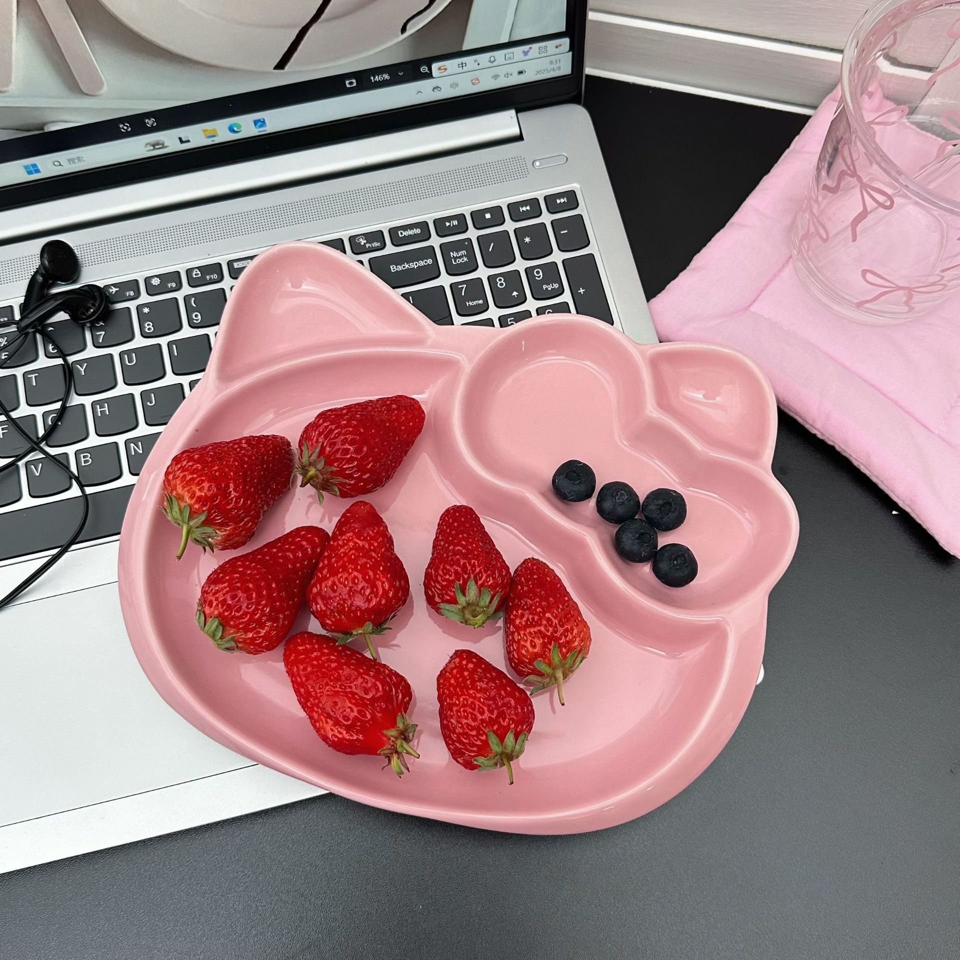 Cute cartoon cat ceramic creative compartments tableware, high appearance level, breakfast fruit salad pose, irregular plates pic 5