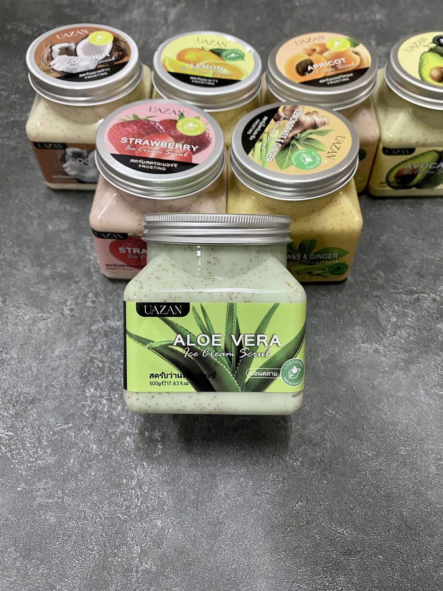 UAZAN植物水果磨砂膏身体去角质沐浴盐死皮清洁嫩肤美容护肤身体护理详情60