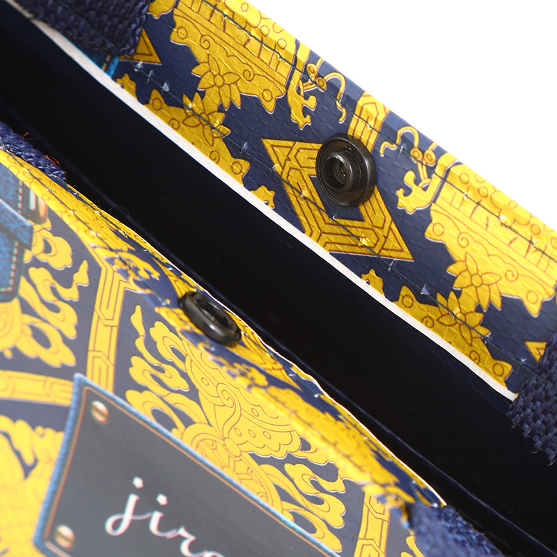 时尚国风PP编织加厚女士手提购物袋 便携旅行托特包 篮式家用礼品袋 外出必备时尚购物工具详情12