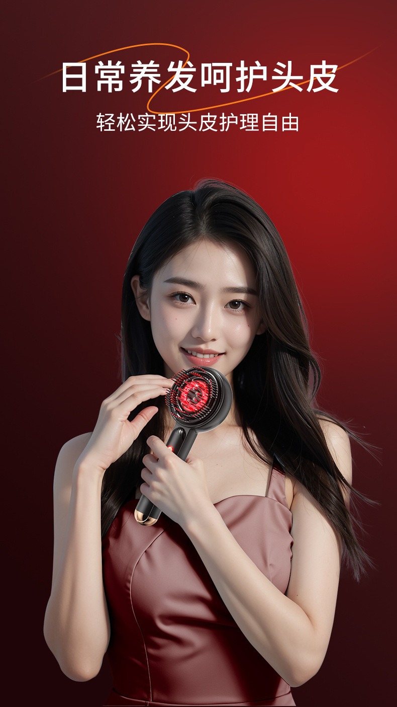 Red light electric massage comb, kneading, activating and promoting hair growth massage device, scalp medicine applicator, hair health care, fluid guiding and hair growth instrument pic 7