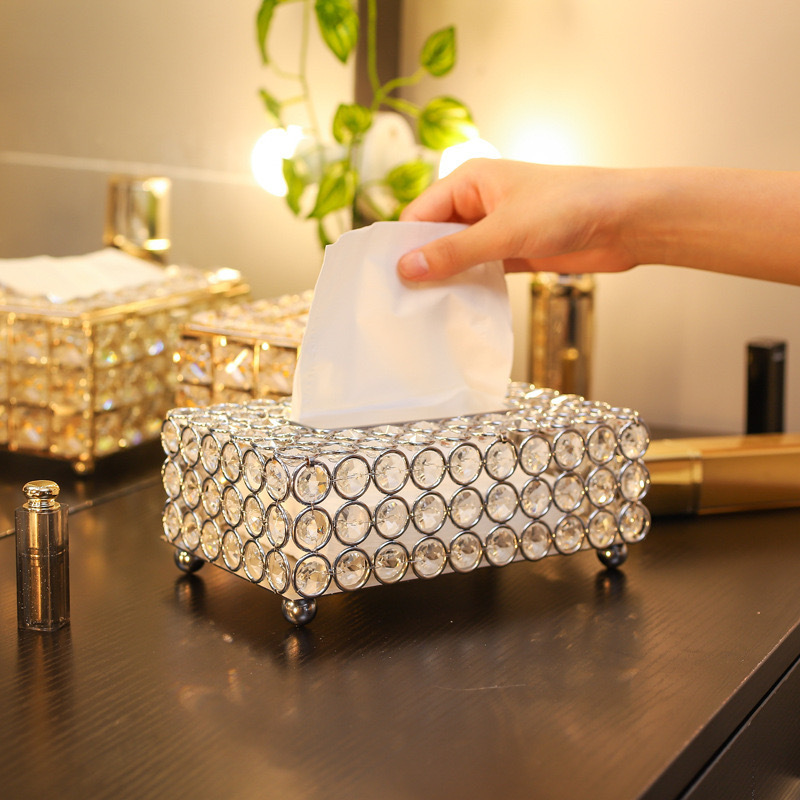 European-style best-selling ins tissue paper, metal tissue box, living room desktop storage box, crystal tissue box, factory direct sales pic 9