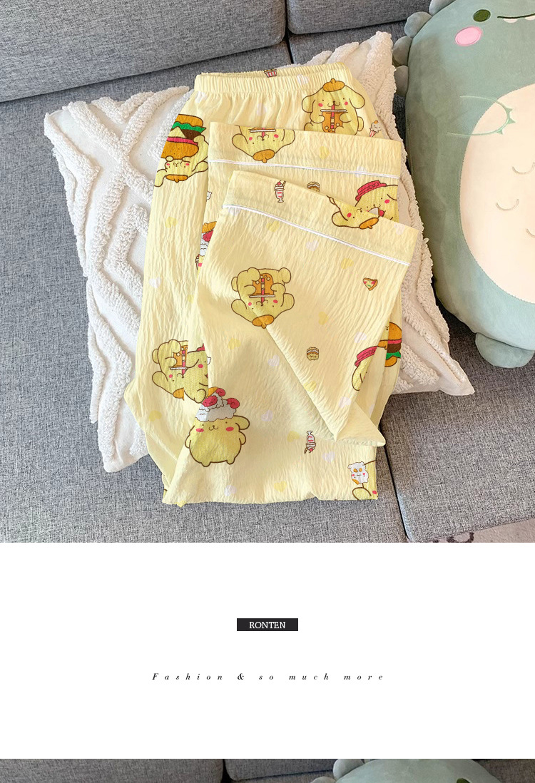 福盛(官图)皱布高品质春秋季长袖卡通开衫女睡衣休闲套装家居服详情6