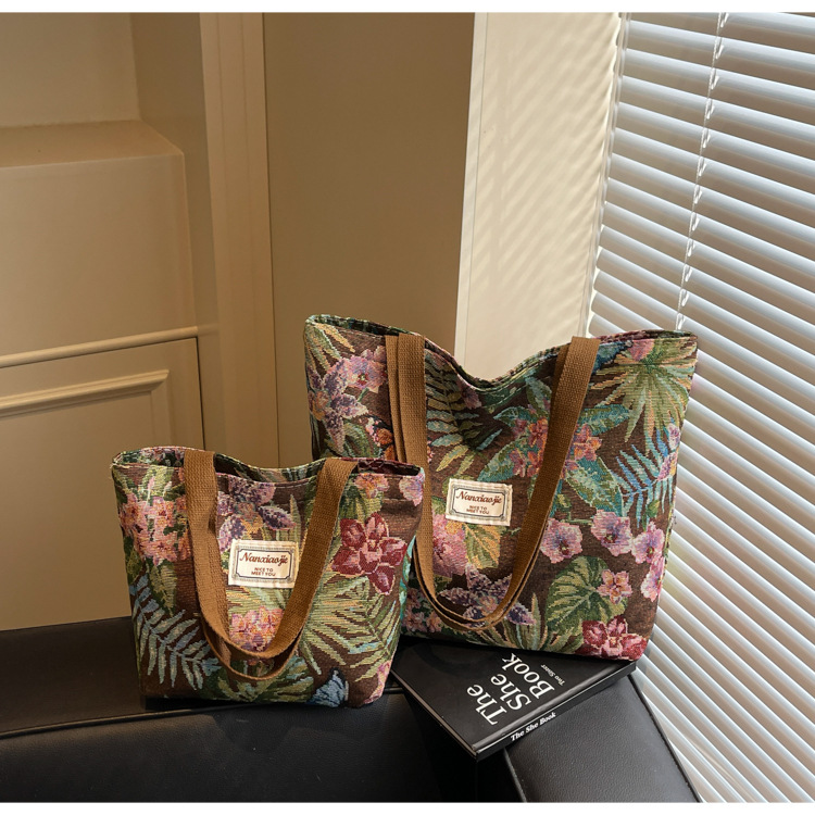 大容量国潮风帆布包包女2025新款通勤托特包女ins大学生上课单肩包详情14