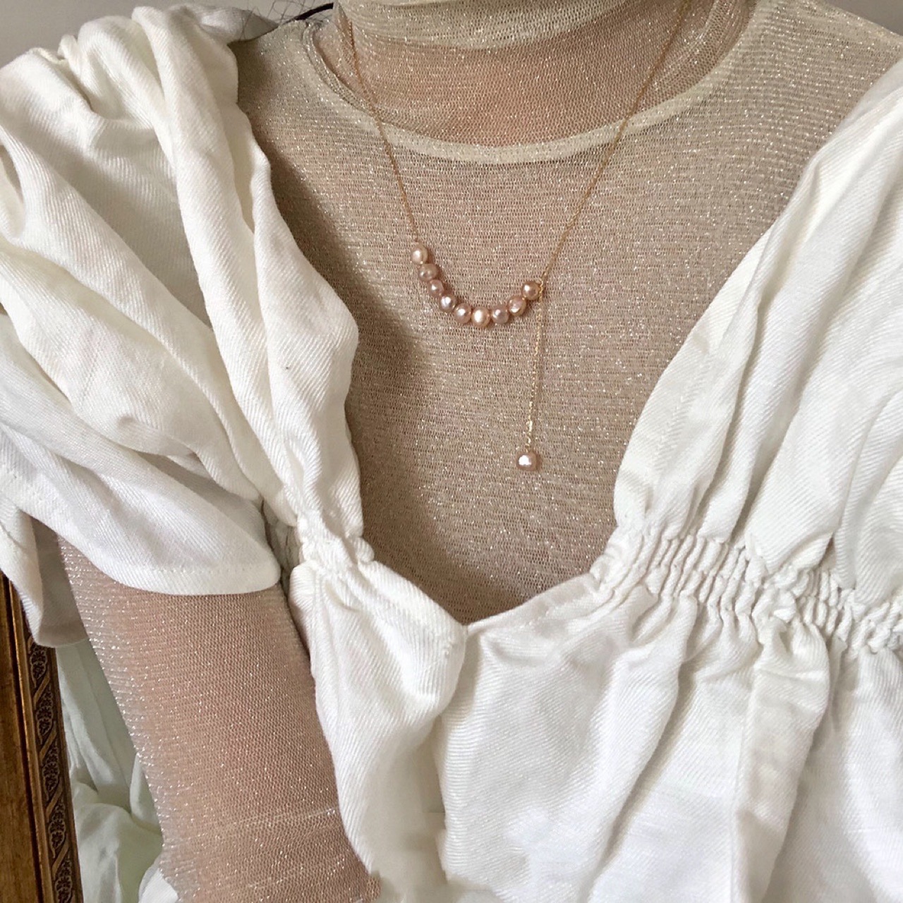 钛钢巴洛克紫罗兰色淡水珍珠项链气质网红设计感不规则珍珠锁骨链详情6