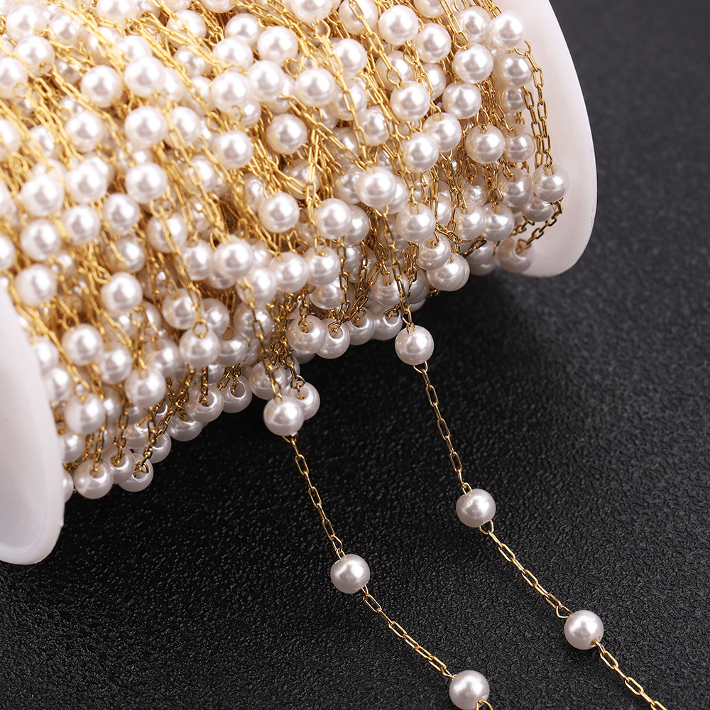Color-preserving titanium steel pearl chain, imitation pearl chain, diy necklace, bracelet, handicraft, decorative chain, luggage, hair accessory chain pic 7