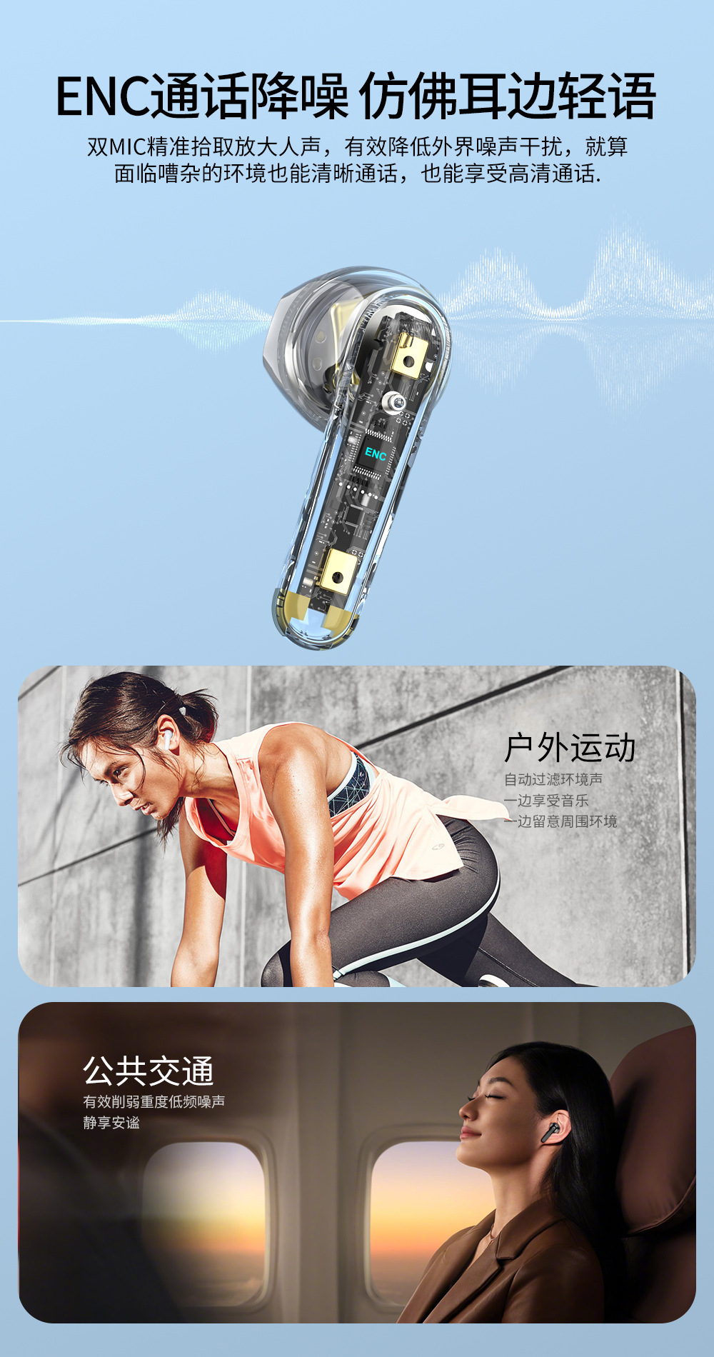 跨境ENC双麦通话降噪蓝牙耳机无感佩戴触控小巧便携口袋无线耳机详情2