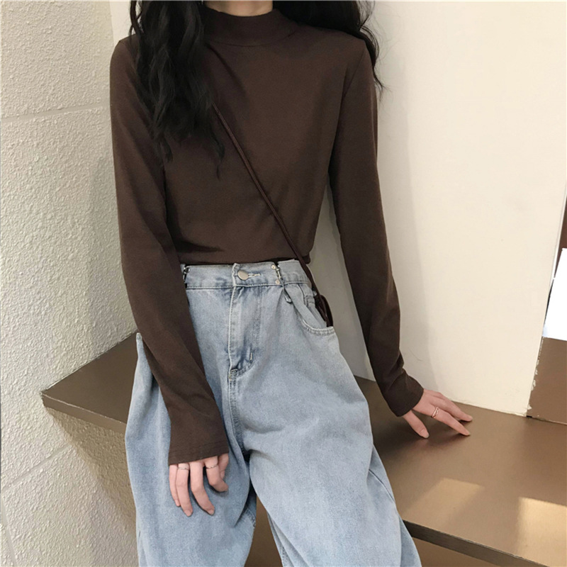 德绒半高领打底衫女内搭秋冬内搭新款长袖t恤显瘦保暖上衣服外穿详情8