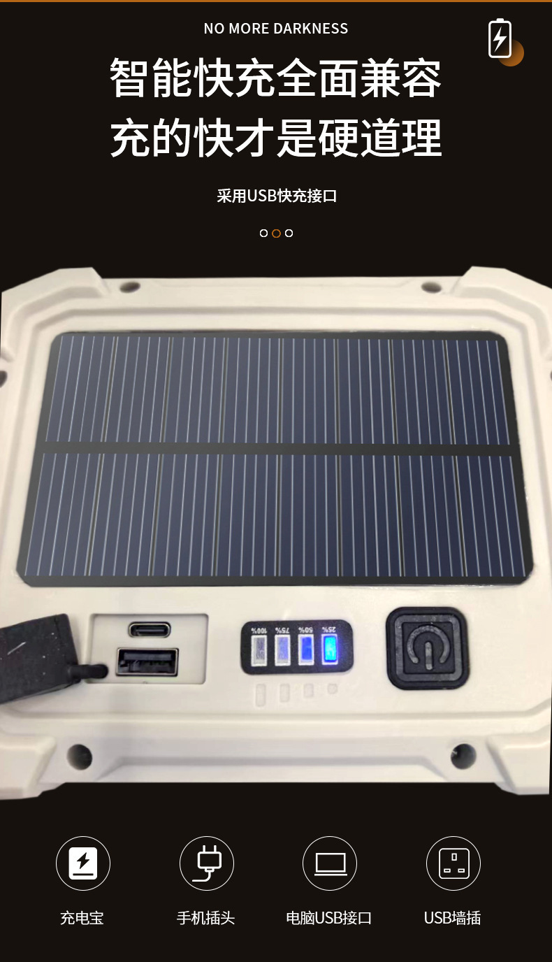 Cross-border new multi-functional LED working solar charging live streaming supplementary lighting COB telescopic camping lamp pic 10