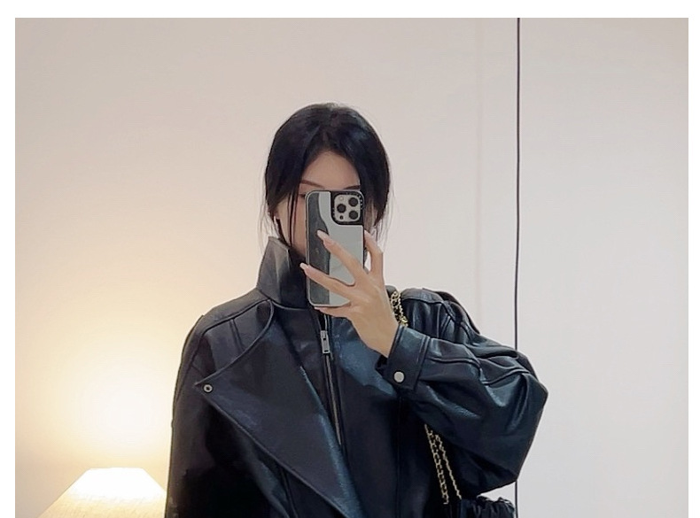 海宁真皮皮衣女春季新款泡纹绵羊皮廓形宽松可拆卸羽绒皮衣外套详情20