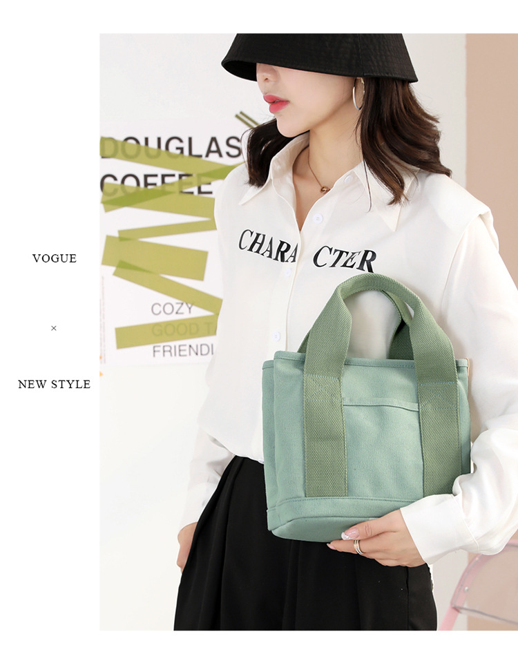 小包加拉链日本千层包小众简约单肩包手提加厚帆布手机水桶托特包详情30