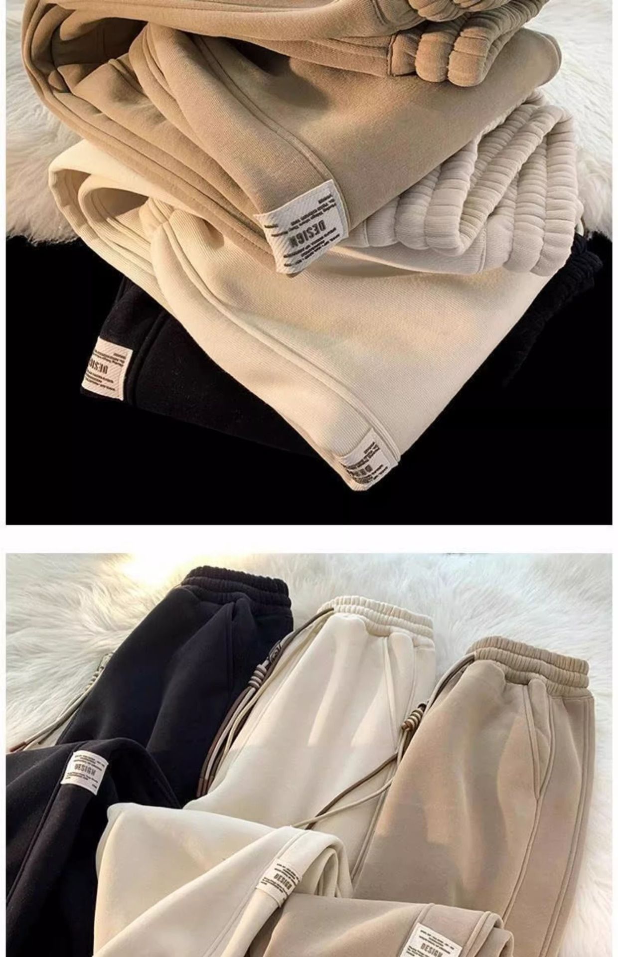 男女童休闲裤秋冬新款加绒加厚运动冬装中大童阔腿羊驼绒束脚长裤详情6