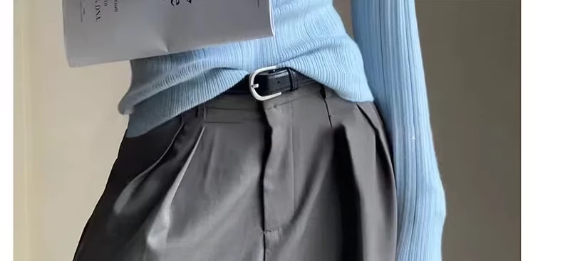 A light purple semi-high neck slim-fit innerwear with a knitted sweater for women in the spring of 2026 is a stylish and unique thin base layer pic 9