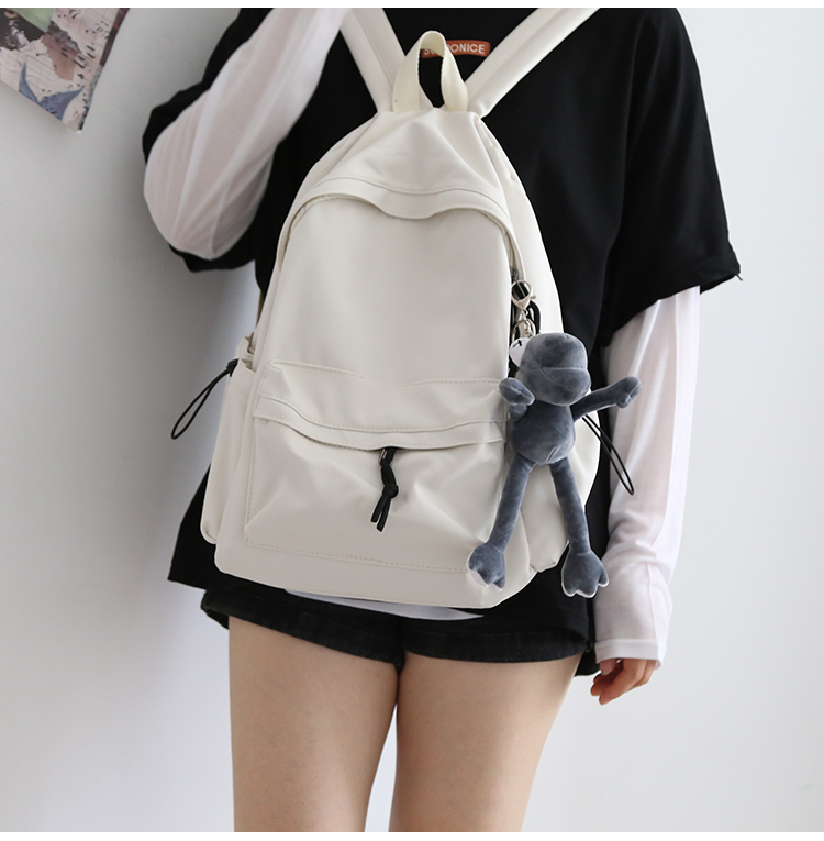 NR森系百搭纯色双肩包男书包女大学生韩版高中背包女双肩大小款详情27