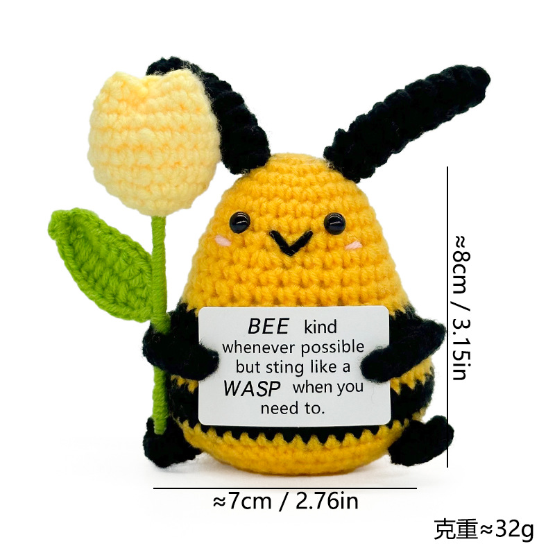 Cross-border finished hand-knitted dolls, bee-hugging small flowers, tulips, roses, cartoon and cute desktop ornaments pic 21