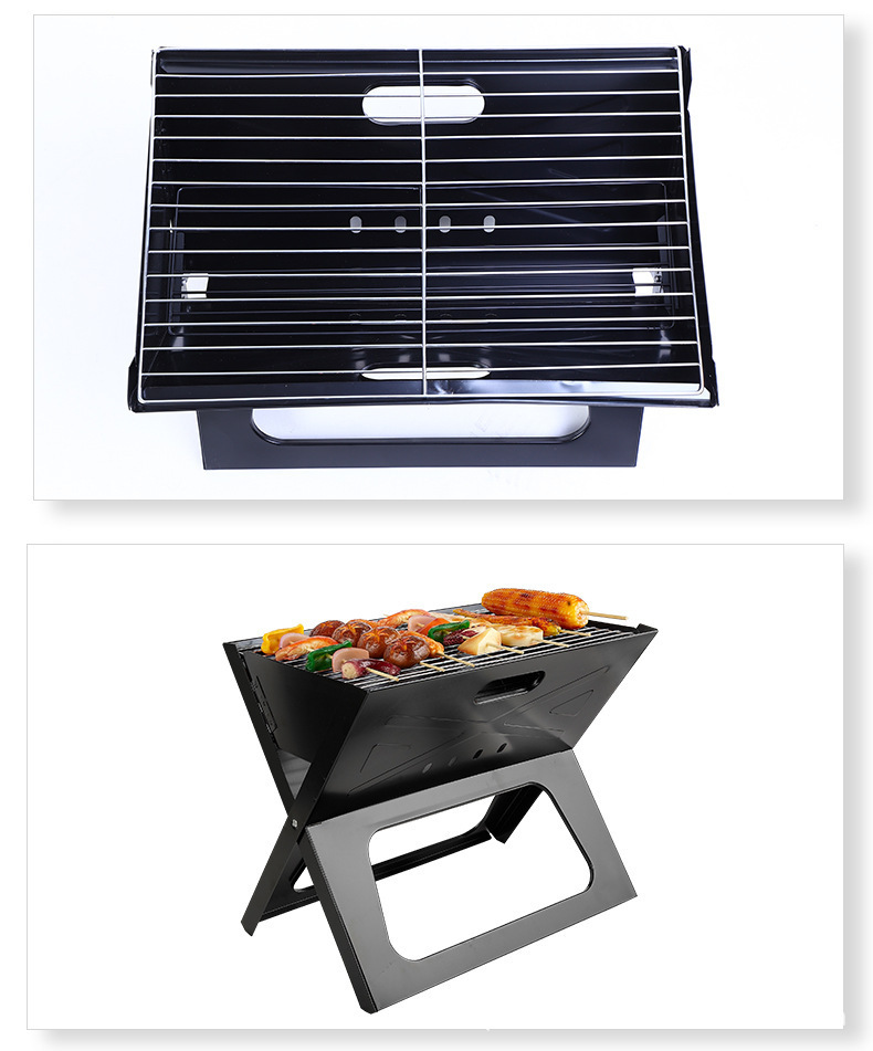Outdoor portable barbecue grill, foldable camping barbecue rack, stable X-shaped charcoal grill for home open-air courtyard pic 6