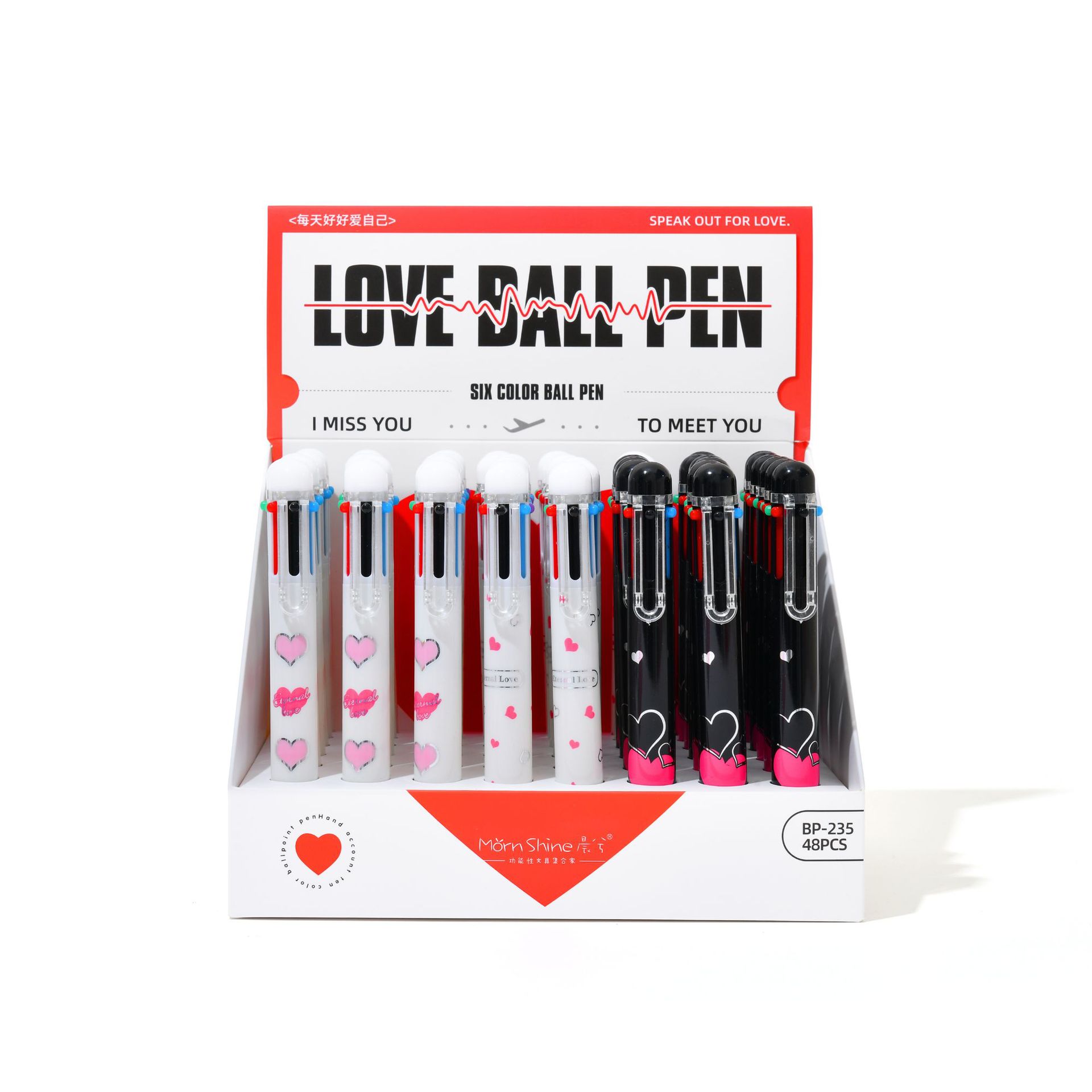 Chenxi Stationery Stick, BP-235, Heart-shaped Creative multi-color Ballpoint Pen, Six-color student press Color Oil pen in the planner pic 4