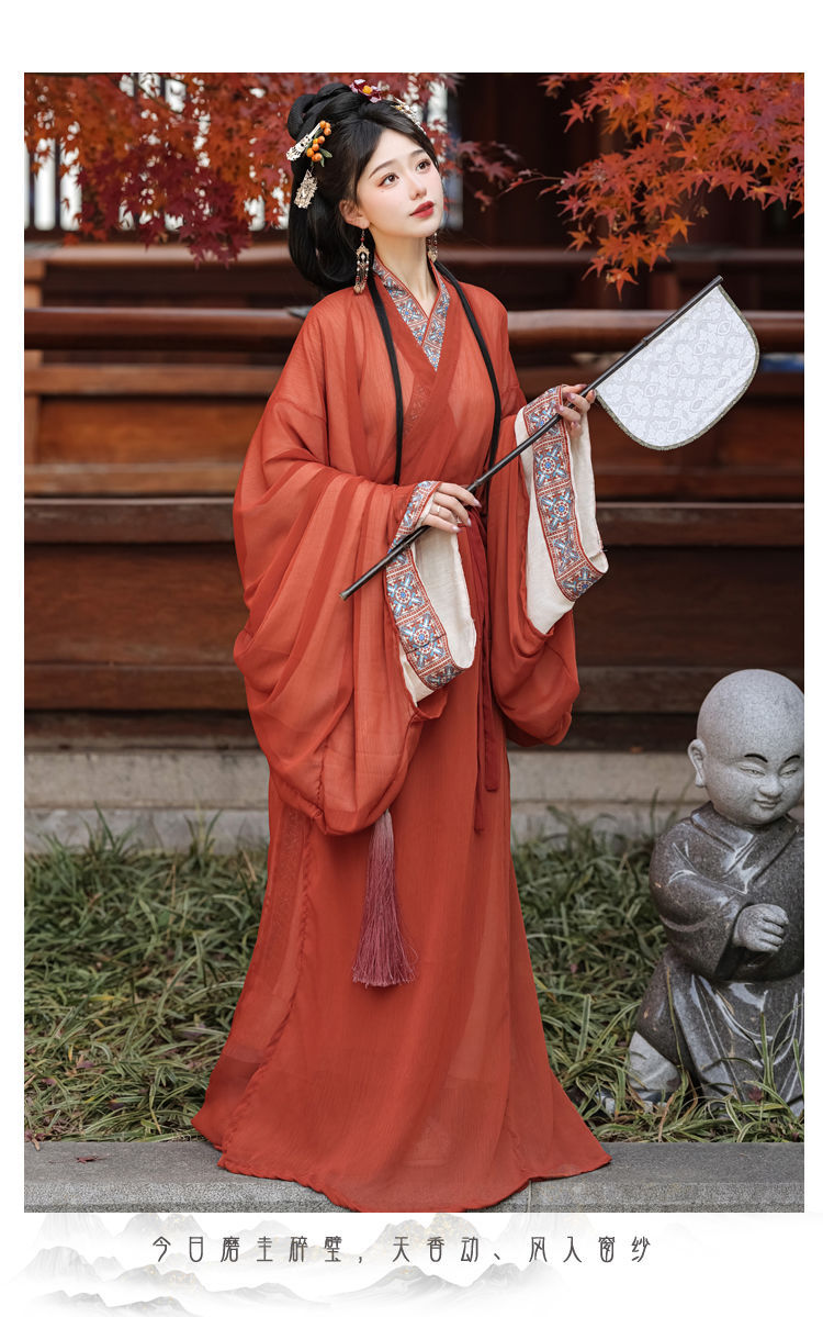 国潮梦域战国袍马山楚墓复原款日常直裾袍汉服女拖尾大放量直裾详情17