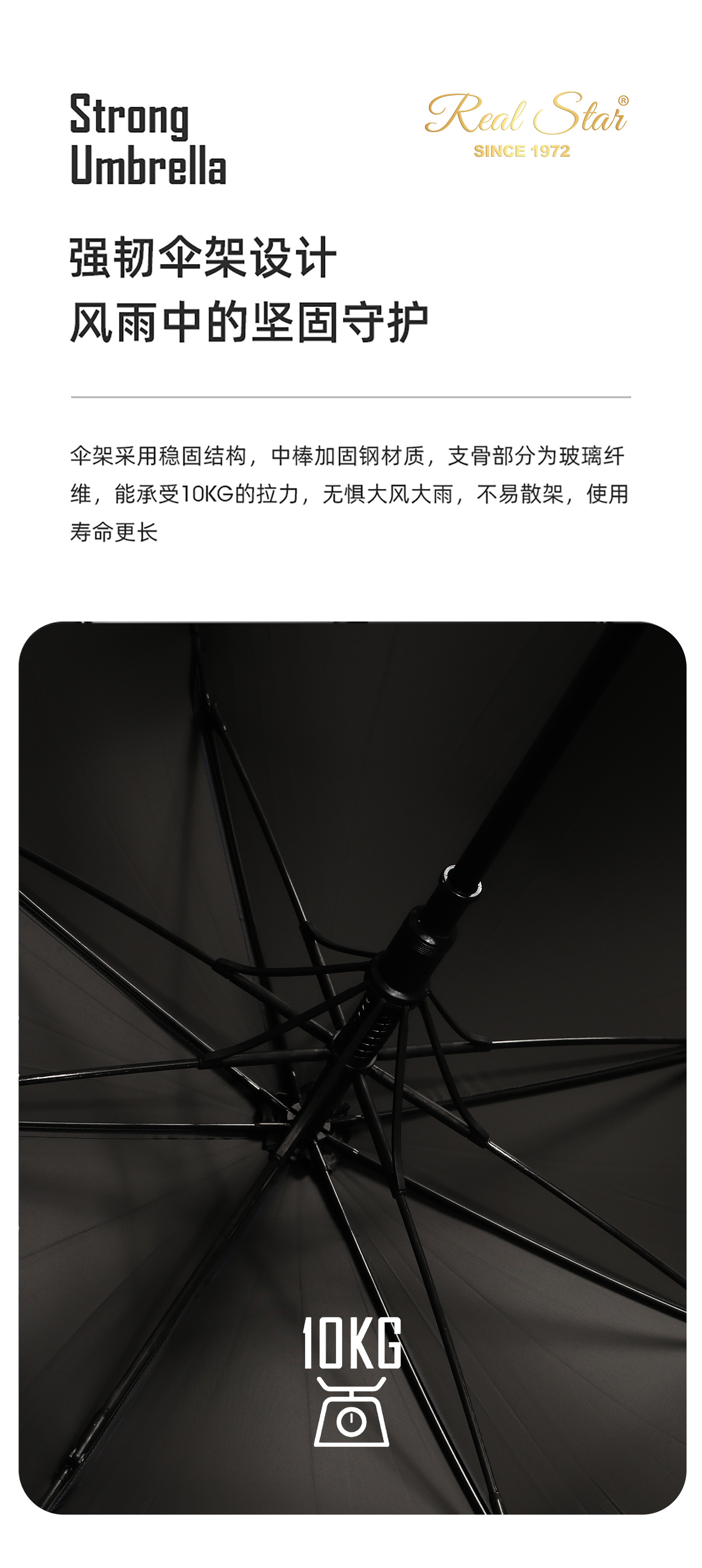 星宝新款商务伞男士25吋防晒木质弯手柄长直杆伞可现货印刷logo详情8