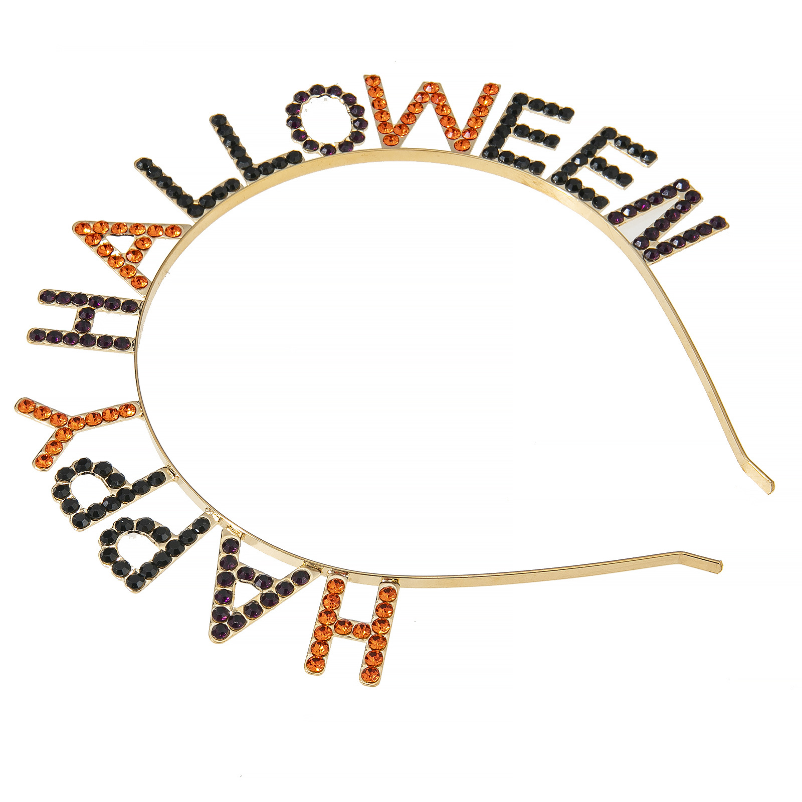 欧美跨境万圣节快乐 HAPPY HALLOWEEN 字母彩色水钻发箍派对发饰详情8