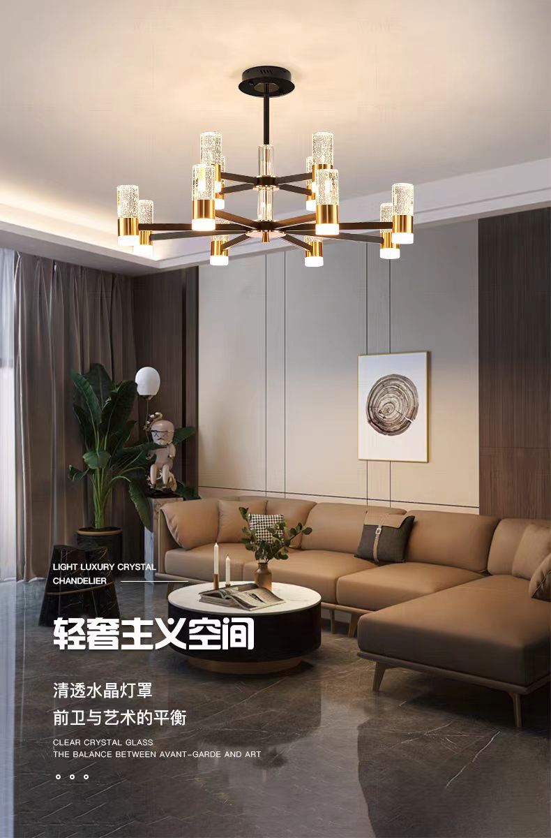 新款现代简约轻奢气泡柱水晶客厅吊灯高档大气全屋别墅餐厅卧室灯详情23
