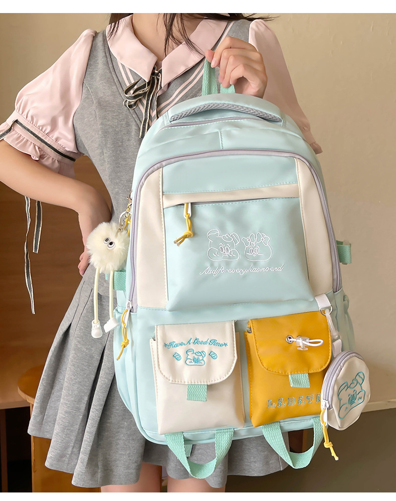 Japanese and Korean casual backpacks, forest-style schoolbags, multi-pocket schoolbags for primary school students, large capacity for cross-border travel for junior and senior high school students pic 10
