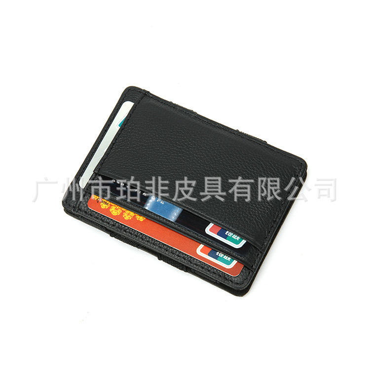 Lychee-patterned cowhide magic wallet, card case, wallet, zipper, coin bag, two-fold card holder, can be added with logo, any material pic 12