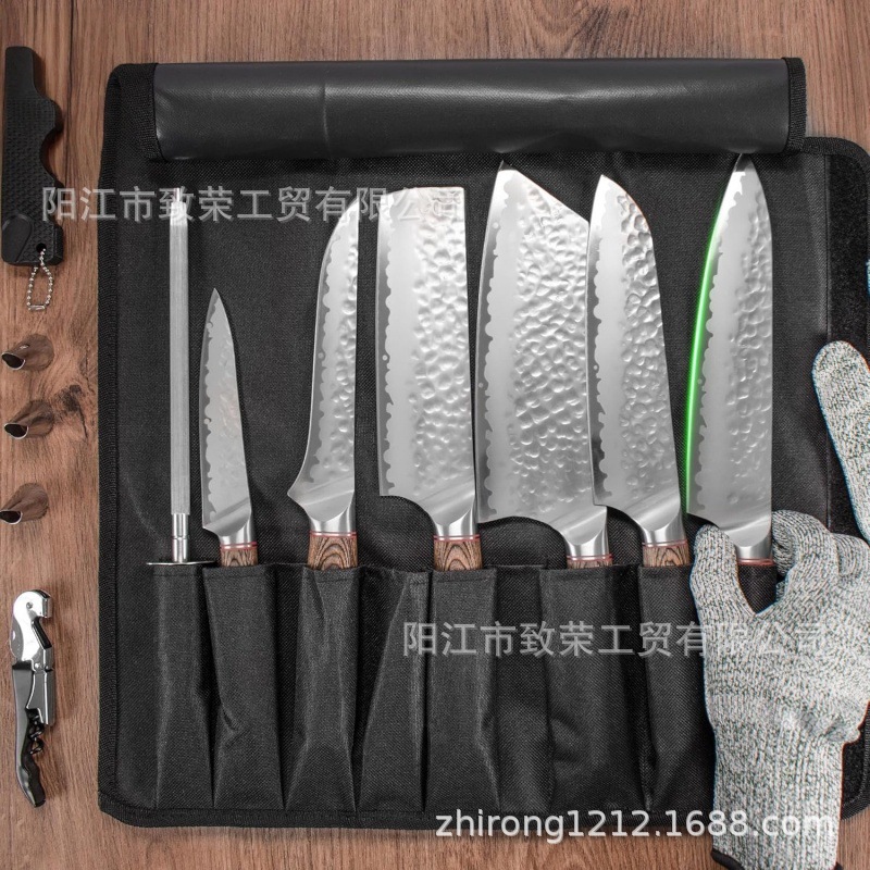 锤纹12 件套日本刀具牛津布套装 德国不锈钢厨房厨师刀三德刀详情5