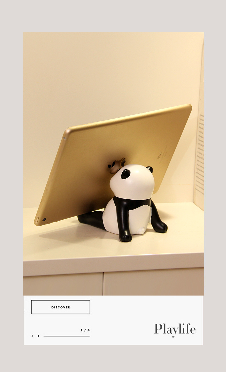 Resin handicrafts, panda phone stand ornaments, desktop office items, decorations, birthday gifts, cultural and creative gifts pic 2