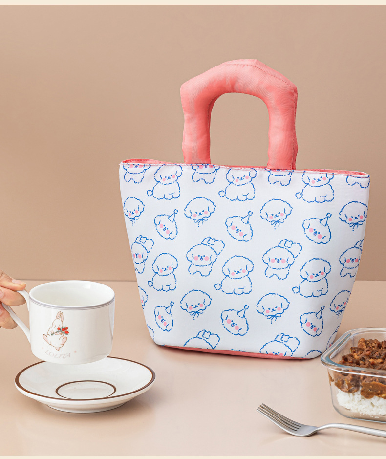 Cute and fun bento bag, printed portable insulated bag, large-capacity thickened fresh-keeping lunch box bag, adorable hand-held lunch bag pic 21