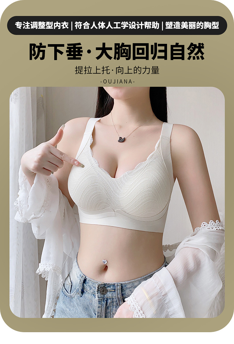 大胸显小大码内衣女士无痕运动文胸防下垂收副乳聚拢孕妇胖mm胸罩详情1