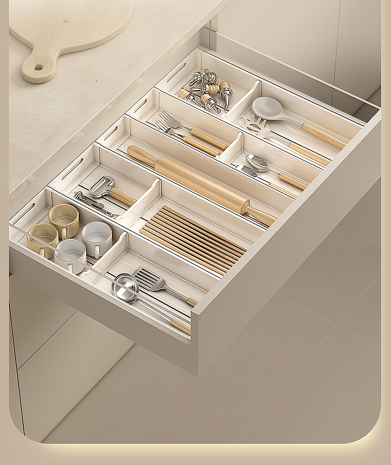 Space aluminum drawer storage partition cabinet, built-in knife, fork, chopsticks, spoon storage box, shelf, kitchen organization wonder pic 22