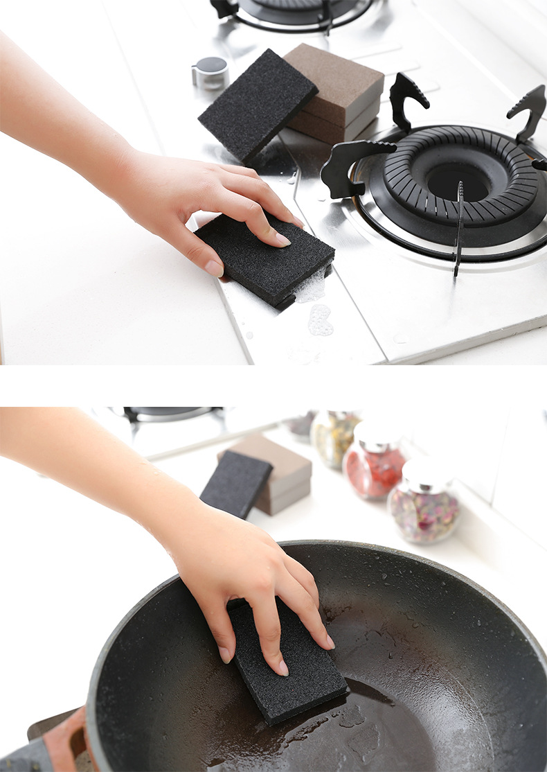 Kitchen diamond sand sponge cleaner, a household stain and rust removal wonder, magic scrub for black stains on the bottom of POTS, cleaning sponge block pic 6