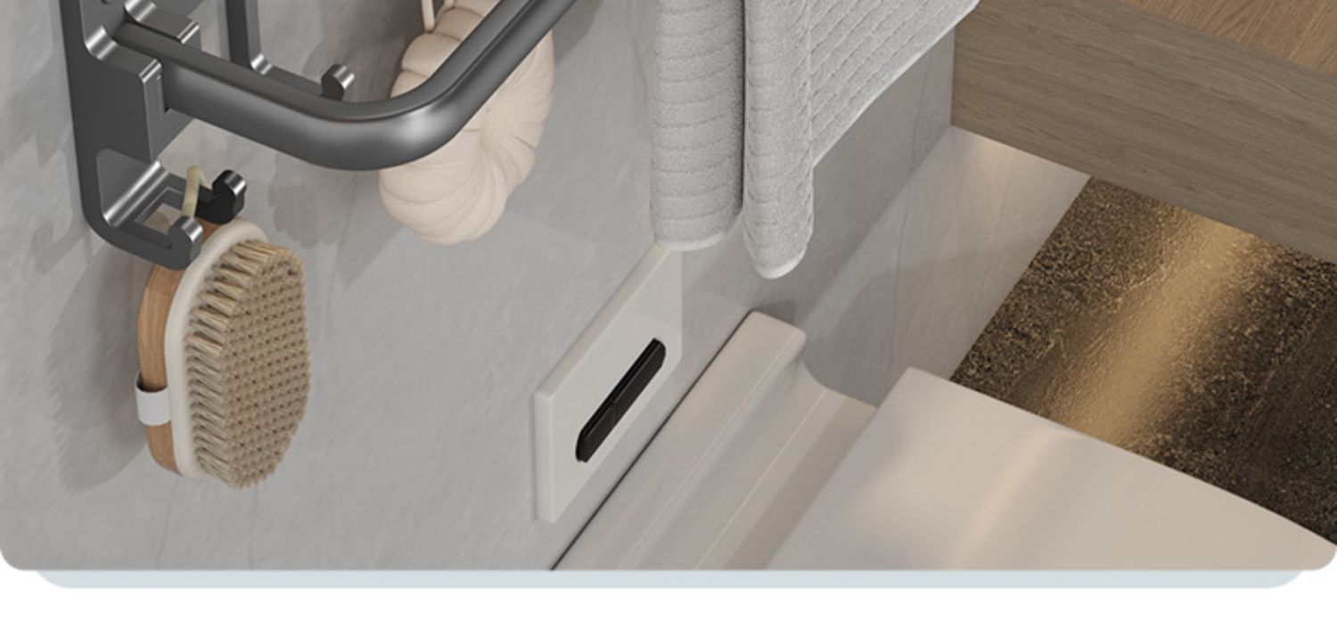 Gun gray folding bath towel rack, non-drilling bathroom storage rack, multi-functional bathroom toilet towel rack storage pic 30