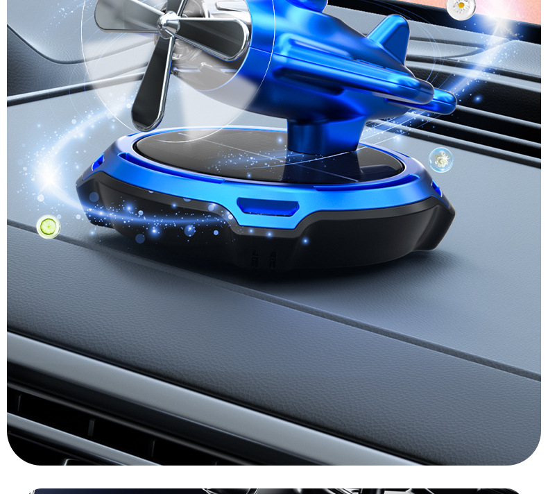 Vehicle-mounted solar-powered rotating helicopter, vehicle-mounted glasses, dog aromatherapy, car perfume, ornaments, in-car aircraft aromatherapy pic 2