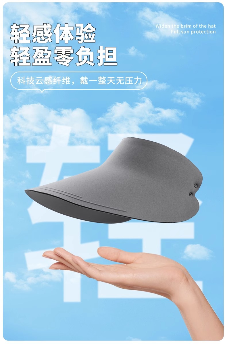 品牌【森多娜】遮阳帽 2025夏季新款无痕冰感防晒太阳帽子防紫外线女大帽檐折叠空顶遮阳详情11