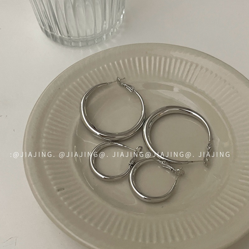 冷淡风素圈耳环复古圆圈耳饰925银针小众高级感气质轻奢风简约女~详情17
